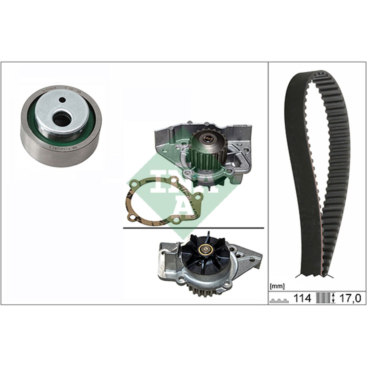 Vesipumppu + jakohihnasarja INA 530 0258 31