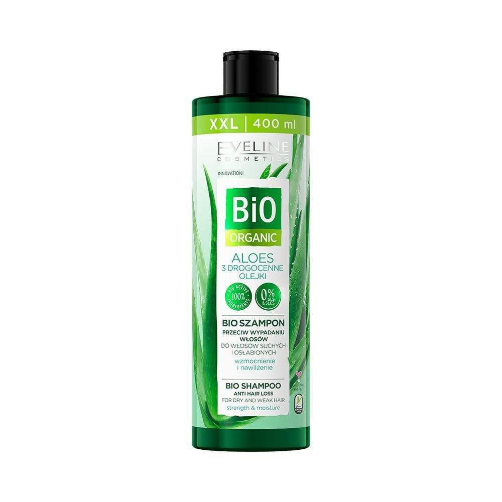 Eveline Cosmetics Bio Organic Natural Aloe Vera Hiustenlähtöä estävä shampoo Aloe Veralla 400 ml