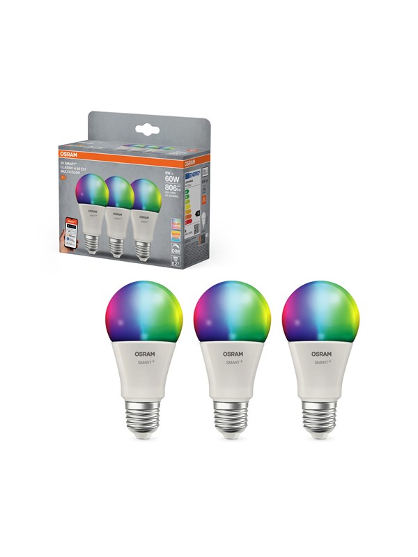 Osram LEDVANCE SMART+ WiFi Classic A60 RGBW E27 FR - älylamppu 3 pakkaus
