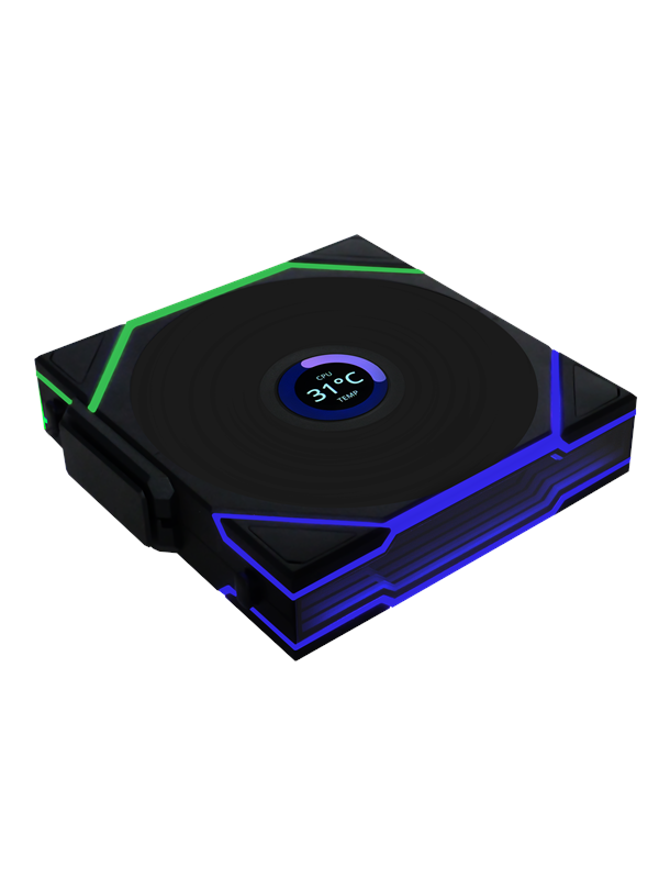 Lian Li UNI FAN TL Wireless LCD - Kotelotuuletin - 120mm - Musta RGB LED valolla - 27 dBA