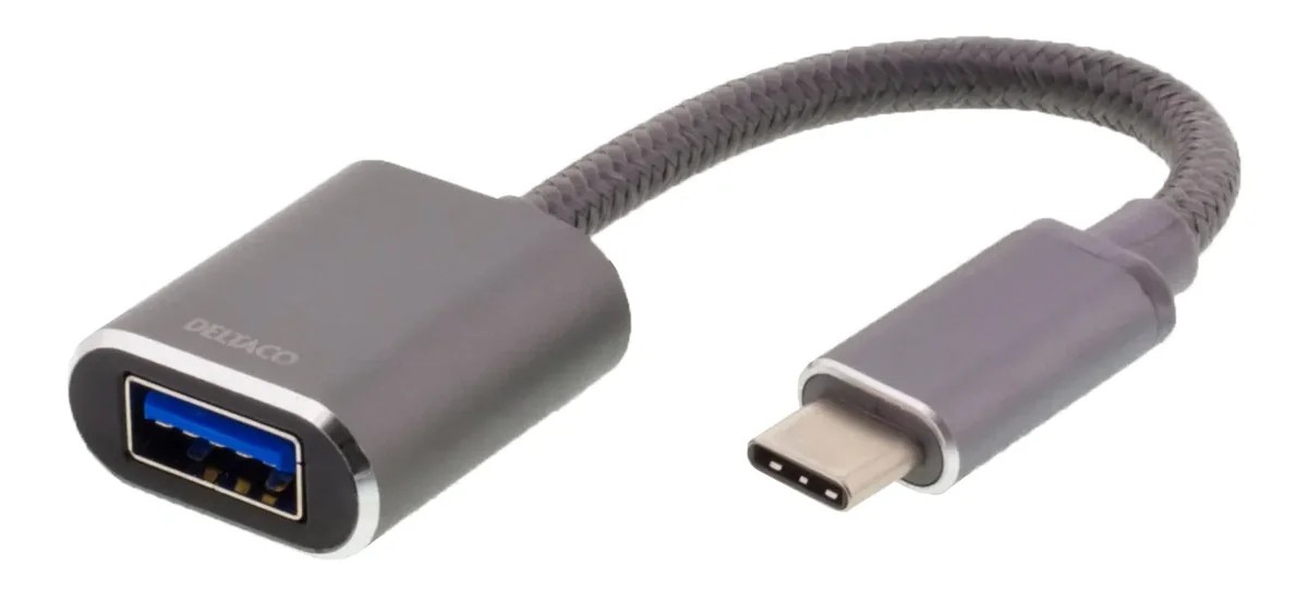 Deltaco Usb-c 3.1 To Usb-a Adapter Otg 10 Cm - Space Grey 0.1m Usb-c Usb-a Musta