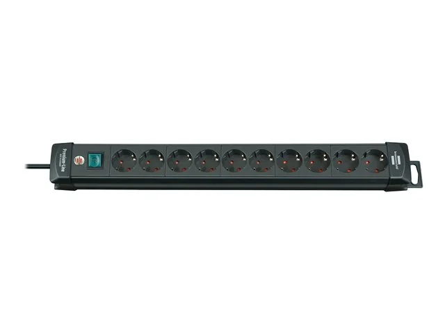 Jatkopistorasia Premium-Line 10-Paikkaa 3.00 m Musta - Suojakosketin TYPE F