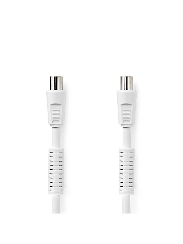 Nedis Koaksiaalikaapeli | IEC (Coax) Uros | IEC (Coax) Naaras | Niklattu | 120 dB | 75 Ohm | Nelinkertainen suojaus | 5.00 m | Pyöreä | PVC | Valkoinen | Label
