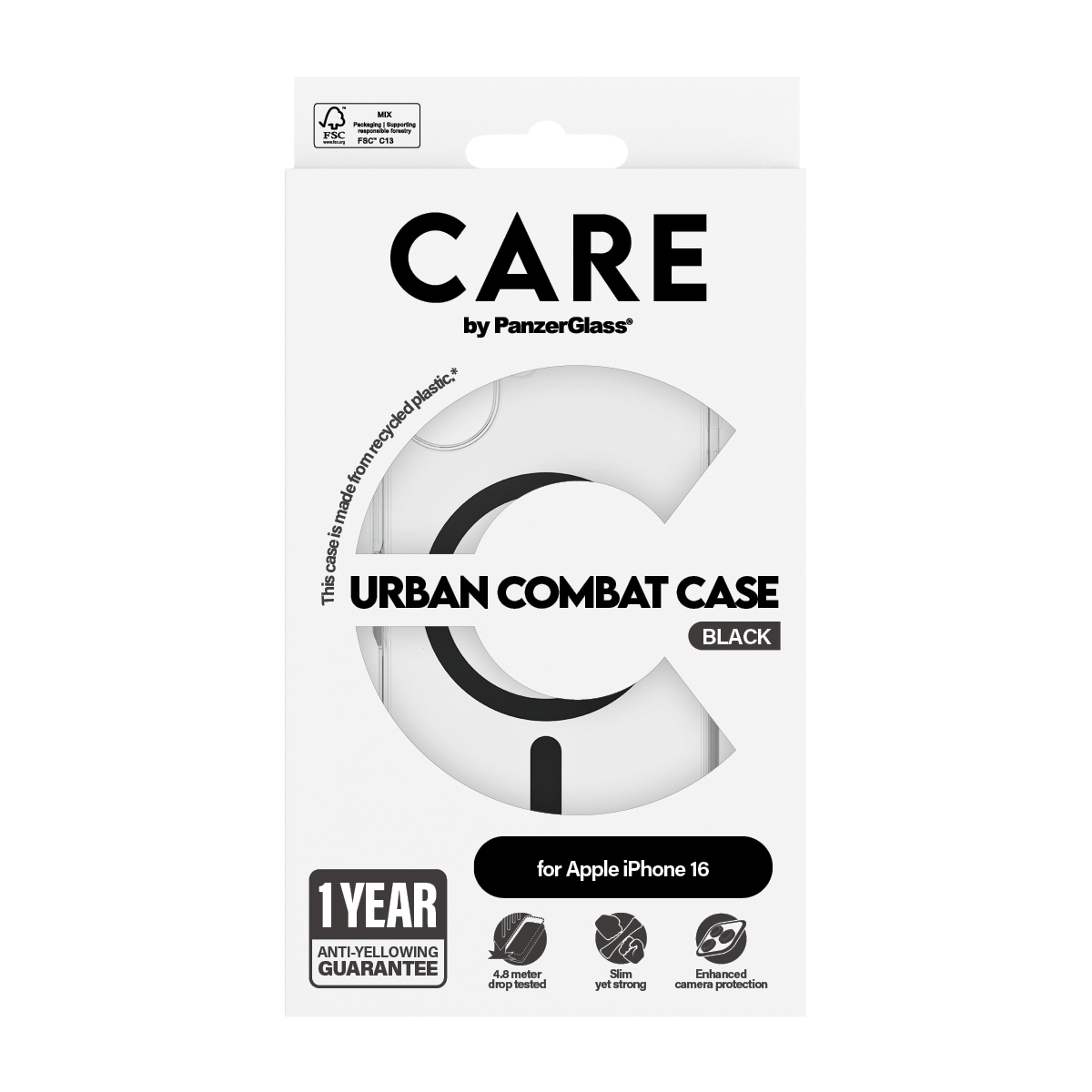 PanzerGlass CARE Urban Combat Case Magsafe Black for Apple iPhone 16, 15