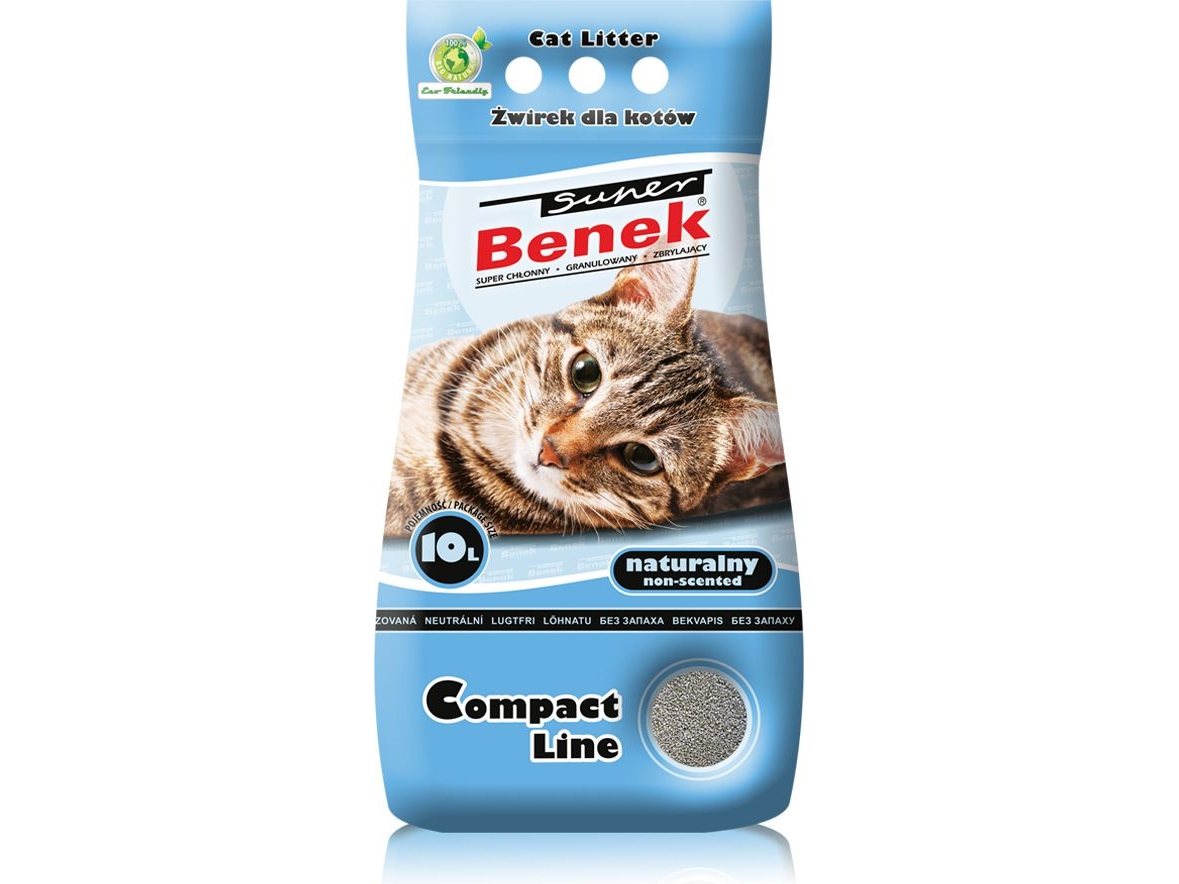 Super Benek Compact Natural bentoniitti -paakkuuntuva kissanhiekka, hajusteeton, pölytön, 10 l