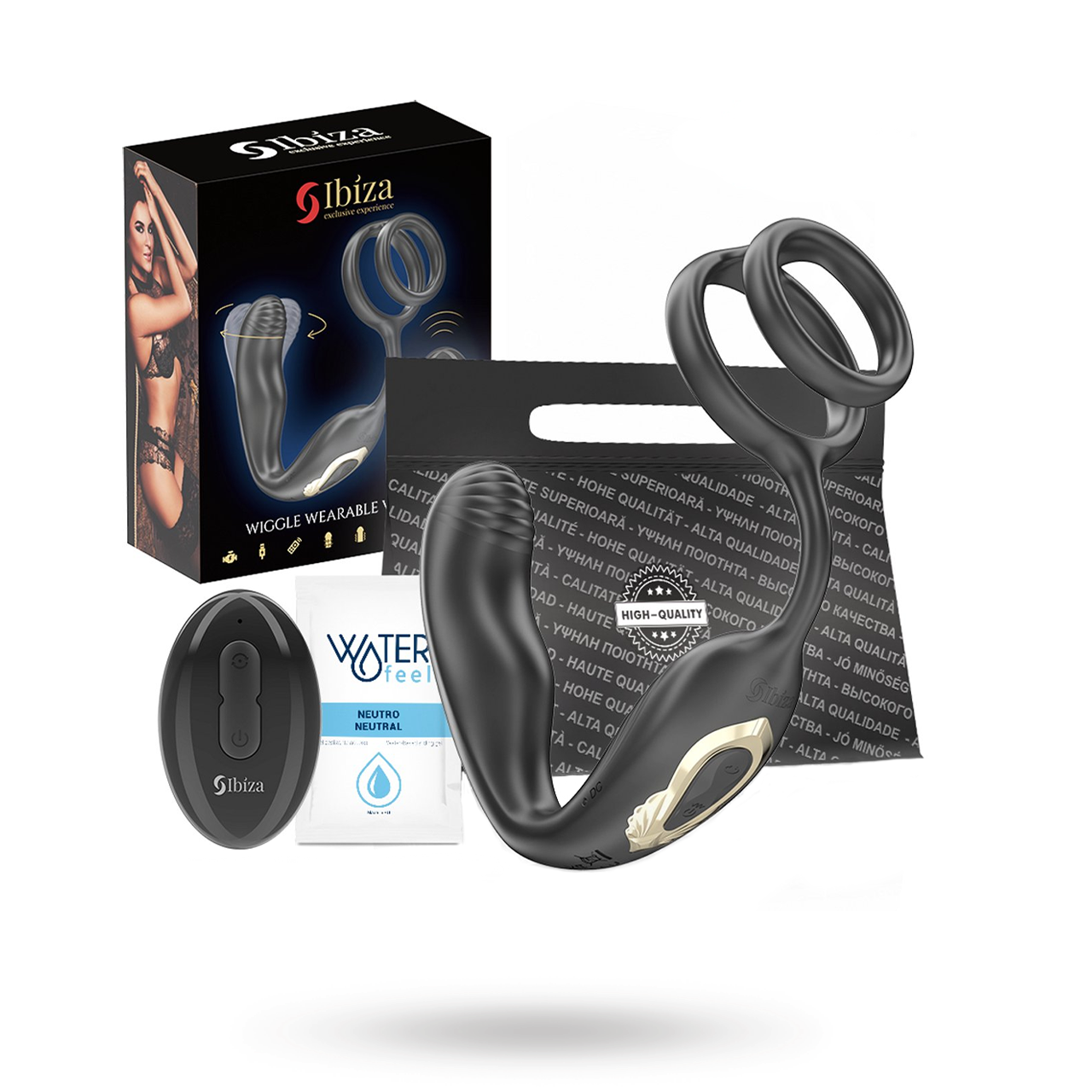 Wiggle Rotating Anal Plug With Perineal Vibration Eturauhasvibraattori penisrenkaalla