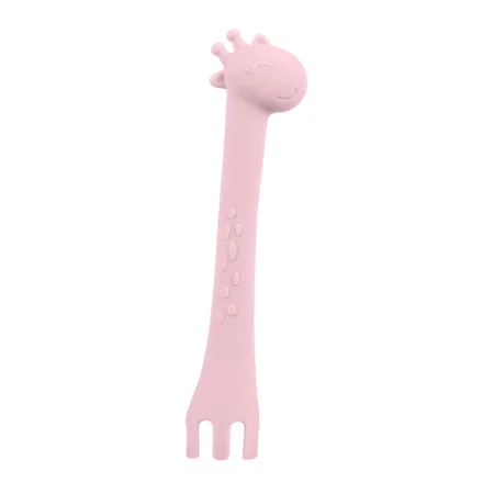 Kikka Boo Silicone Giraffe Spoon With Fork – Vaaleanpunainen