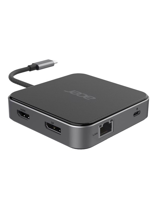 Acer 7-in-1 USB 4 Dongle, Langallinen, USB4, 100 W, 3,5 mm, 10,100,1000 Mbit/s, musta, Hopea