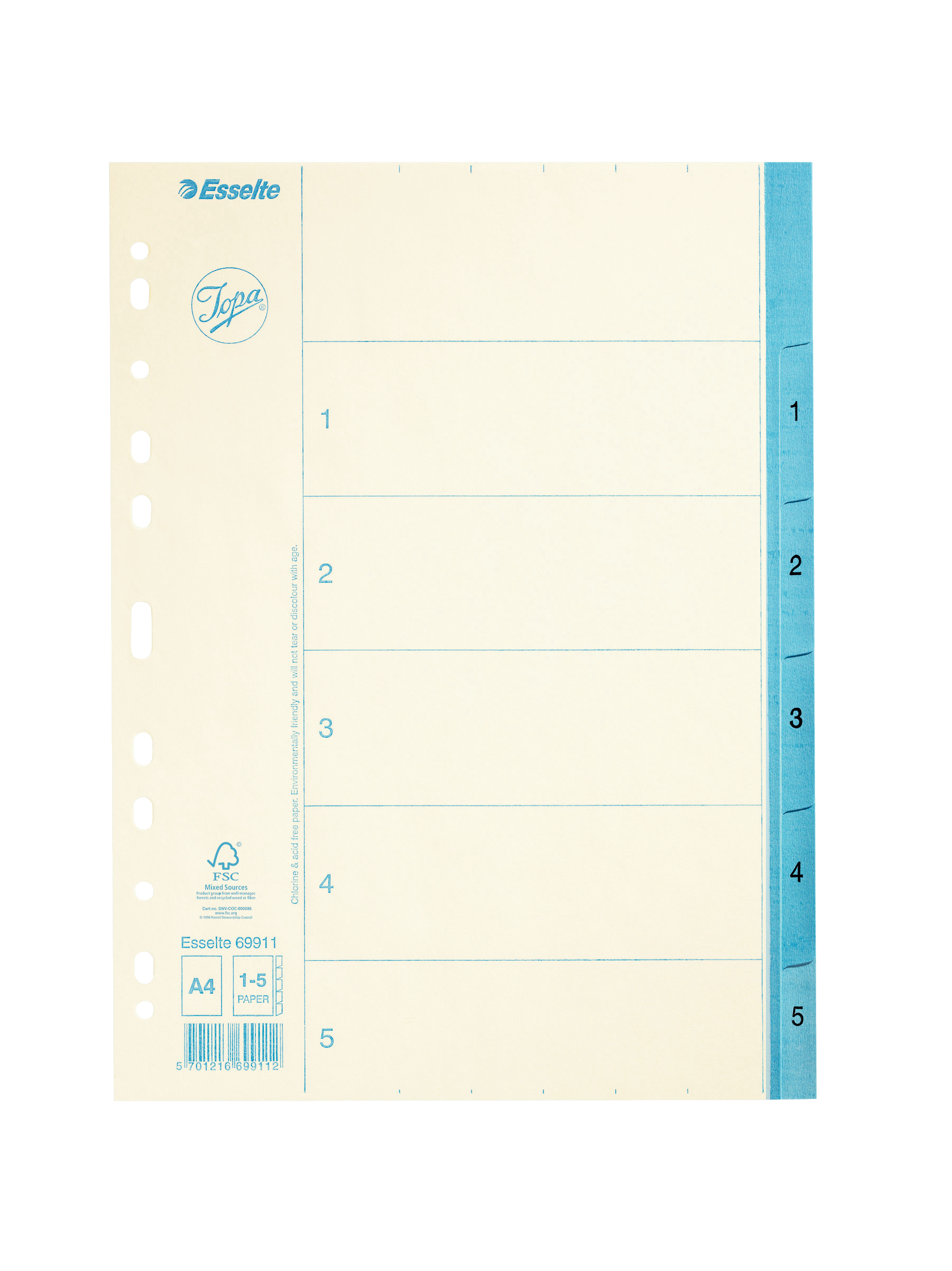 ESSELTE Rekisteri Esselte Jopa 1-5 A4 paperi 69911 Vastaa: N/A
