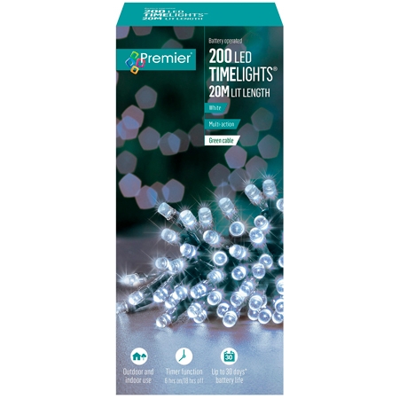 Premier 200 LED-paristovalkoinen valoketju - 20 metriä