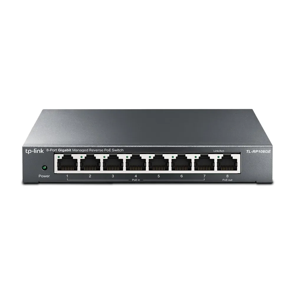 TP-Link Omada RP108GE - 8-porttinen hallittava Gigabitin Reverse PoE -kytkin, musta