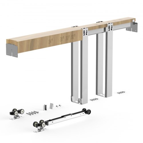 VEVOR Pocket Door Frame Kit, for 610-813mm Wide 2032mm High Door, Pocket Door Kit with Two-Way Soft Close Mechanism, Slide Smoothly Quietly, Easy to Install, Premium Galvanized Steel, for Living Room