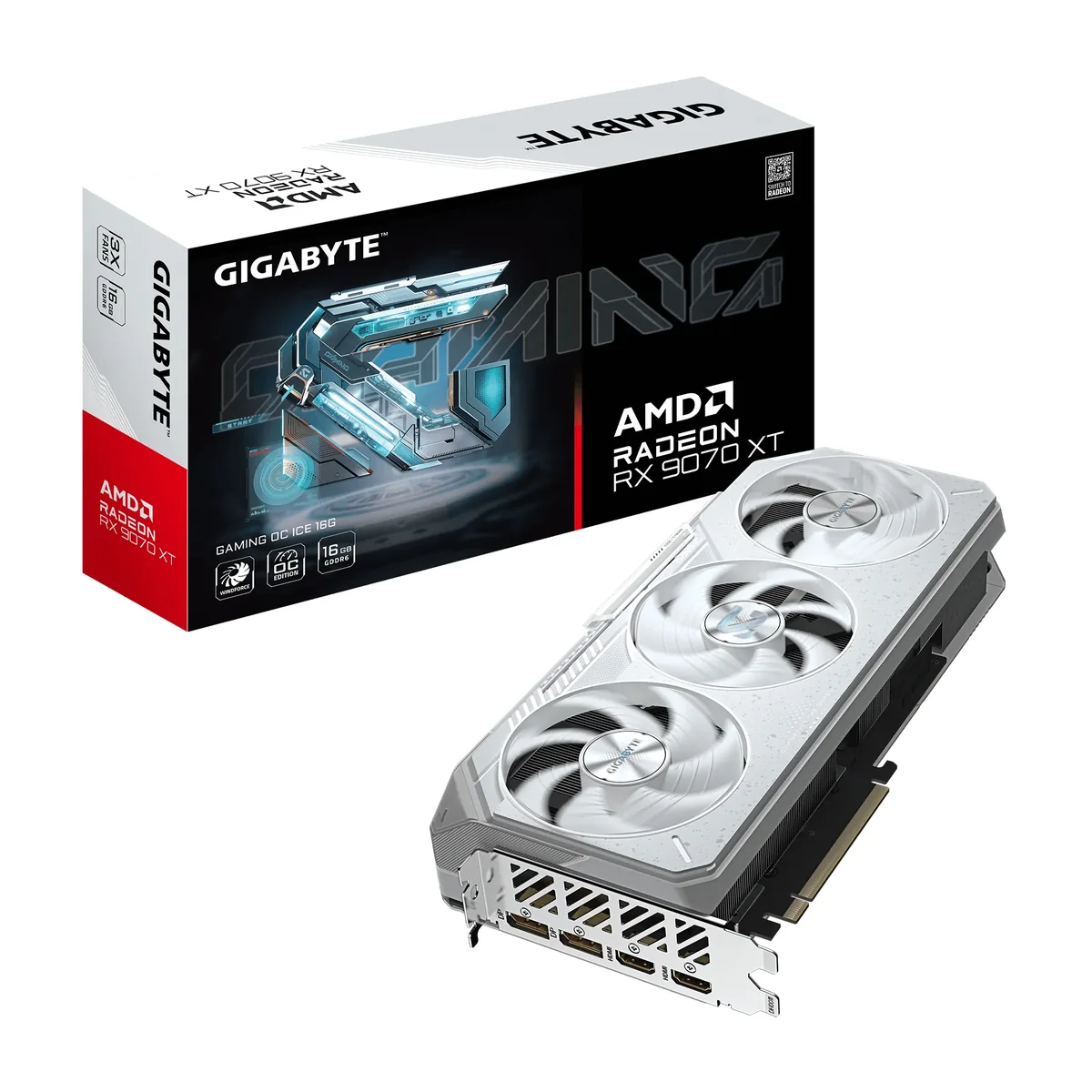 Gigabyte Radeon RX 9070 XT GAMING ICE OC 16 Gt -näytönohjain