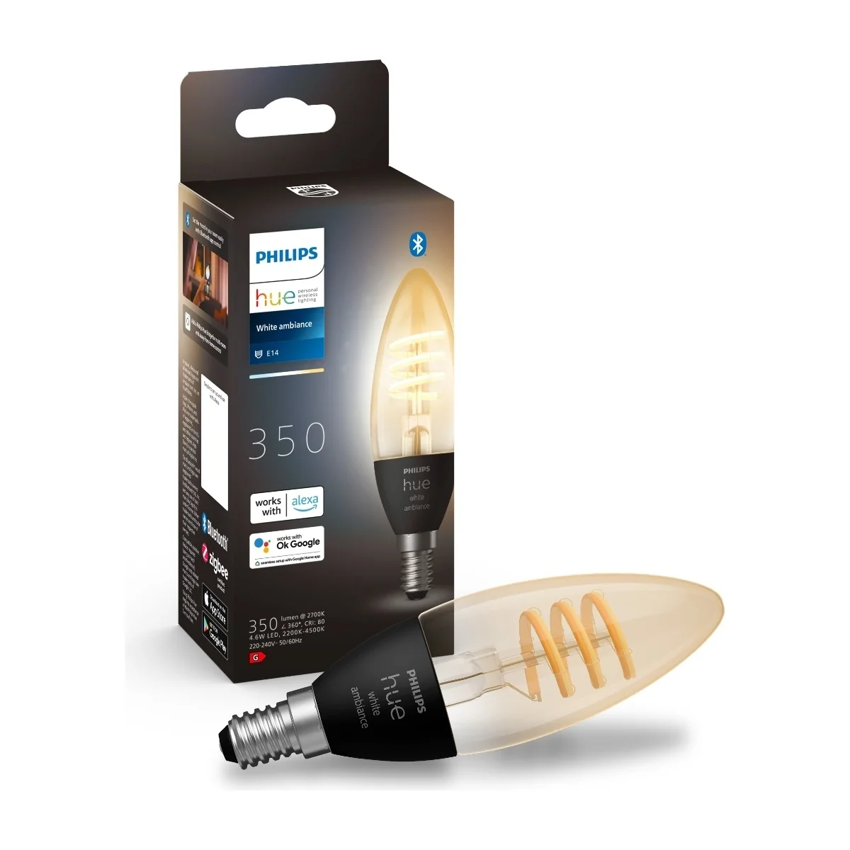 Philips Hue Valkoinen Ambiance Filament E14 Candle 1-Pack