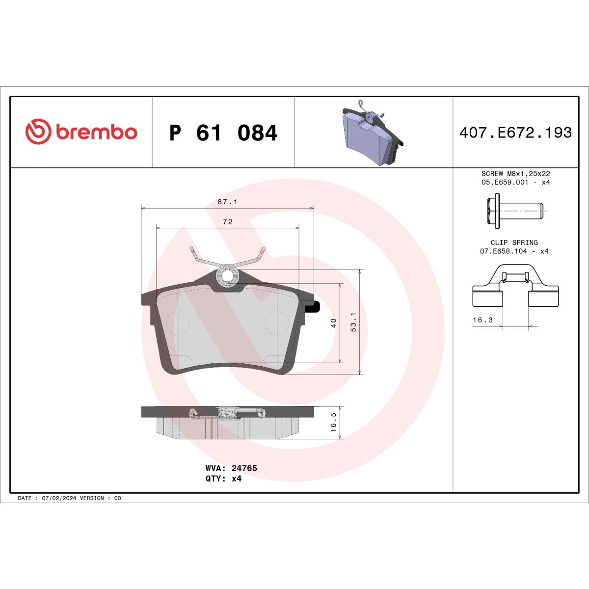 Jarrupalat, levyjarru BREMBO P 61 084