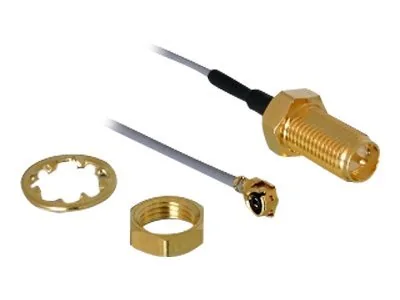 DELOCK 88340 I-PEX MHF I uros - RP-SMA naaras 0,2 m - Koaksiaalinen antennisovitinkaapeli, Musta
