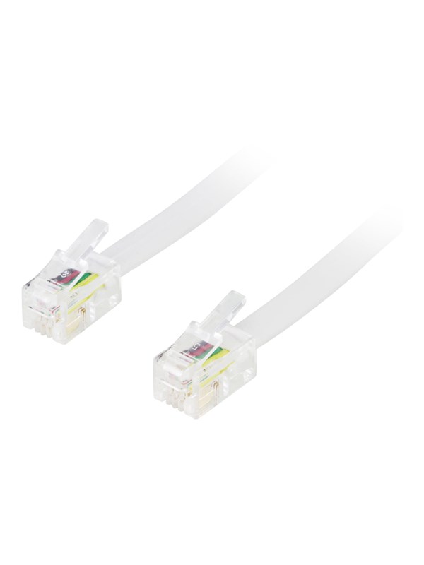 Deltaco 4P4C (RJ9/RJ10/RJ22) 1.5m -puhelinkaapeli, valkoinen