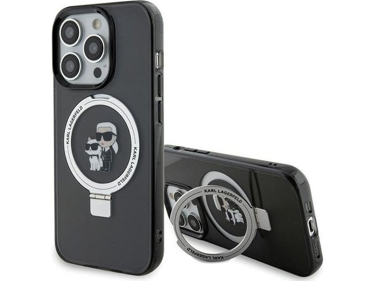 Karl Lagerfeld KLHMP15LHMRSKCK iPhone 15 Pro 6.1" black/black hardcase Ring Stand Karl&Choupette MagSafe