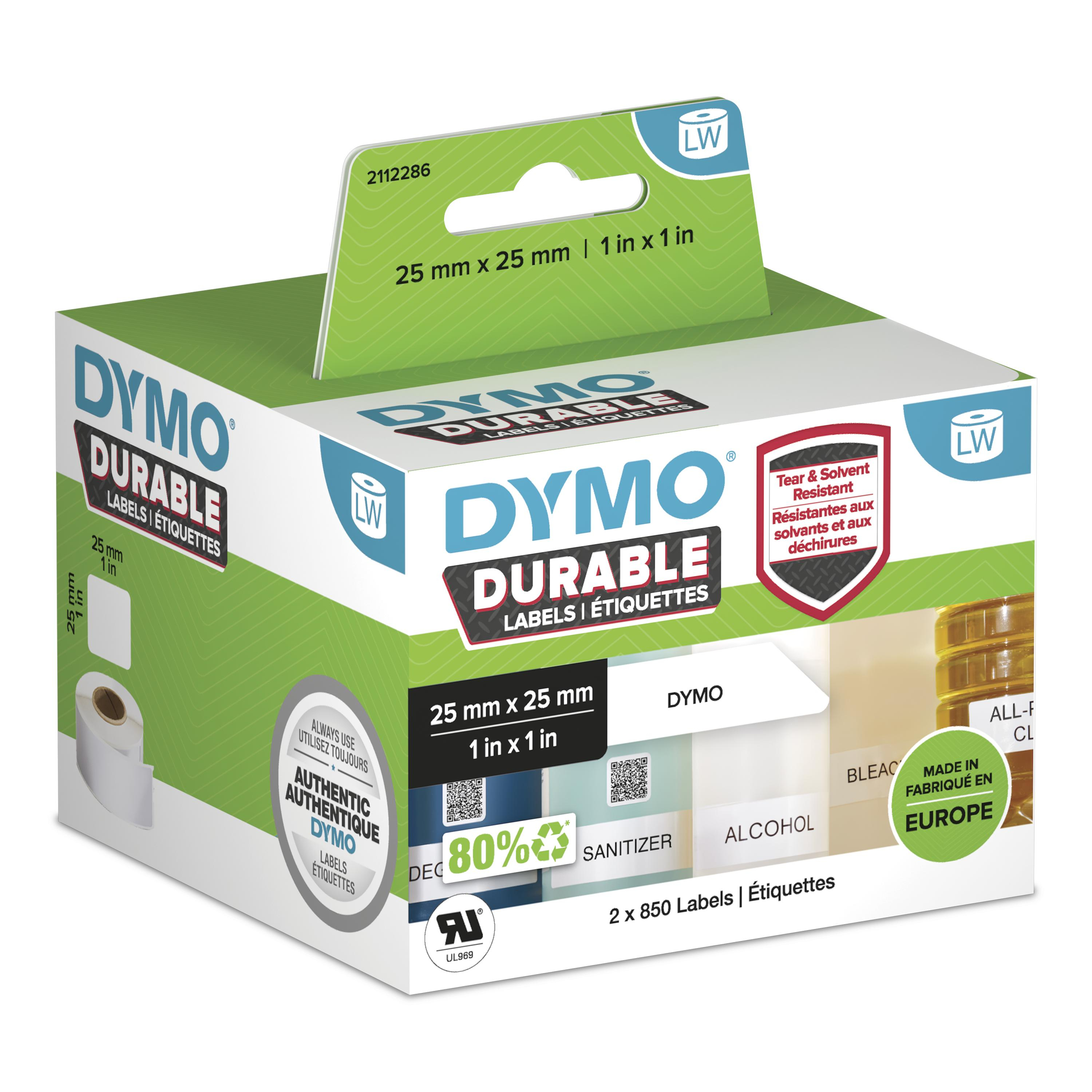 Dymo Tarrat Durable Multi-purpose 25 X 25 Mm 850 Kpl, 2-pack