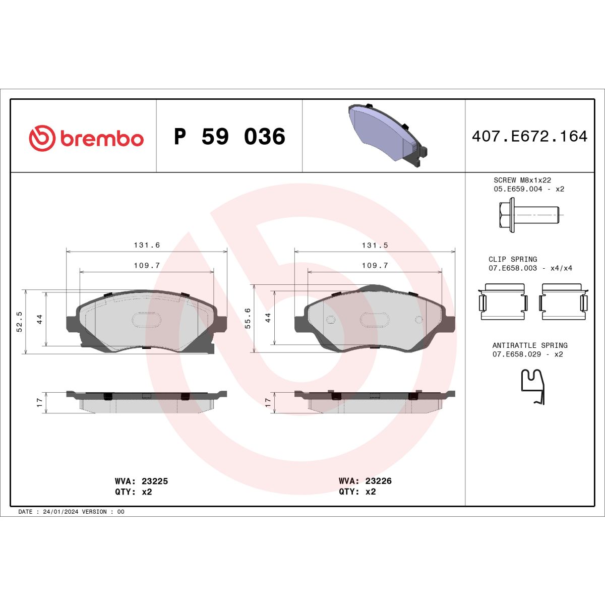 Jarrupalat, levyjarru BREMBO P 59 036