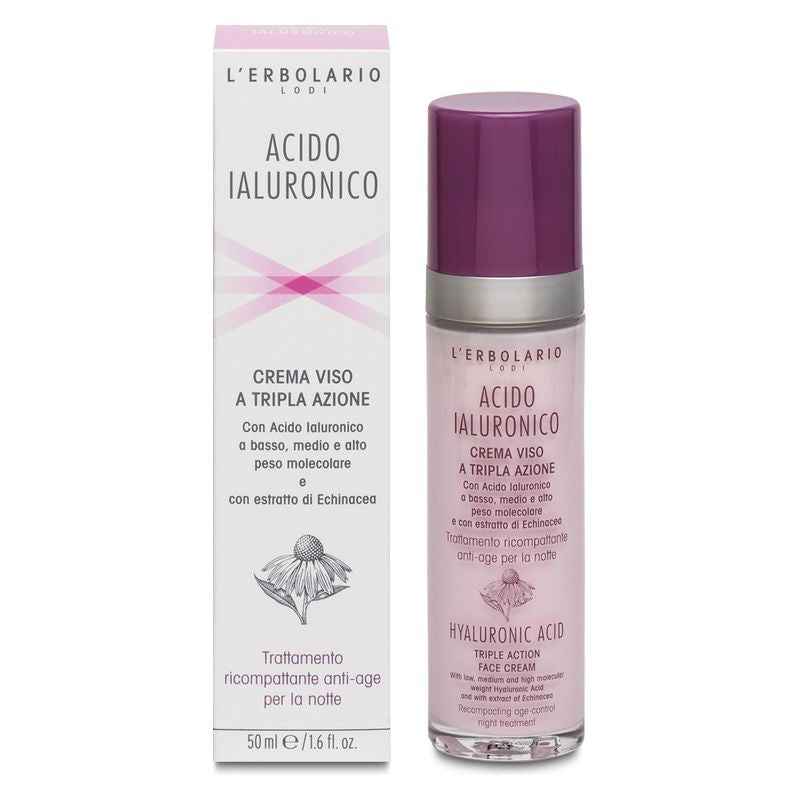 L'Erbolario Hyaluronihappo Kolmitehoinen Anti-Age Yövoide Kasvoille 50 ml