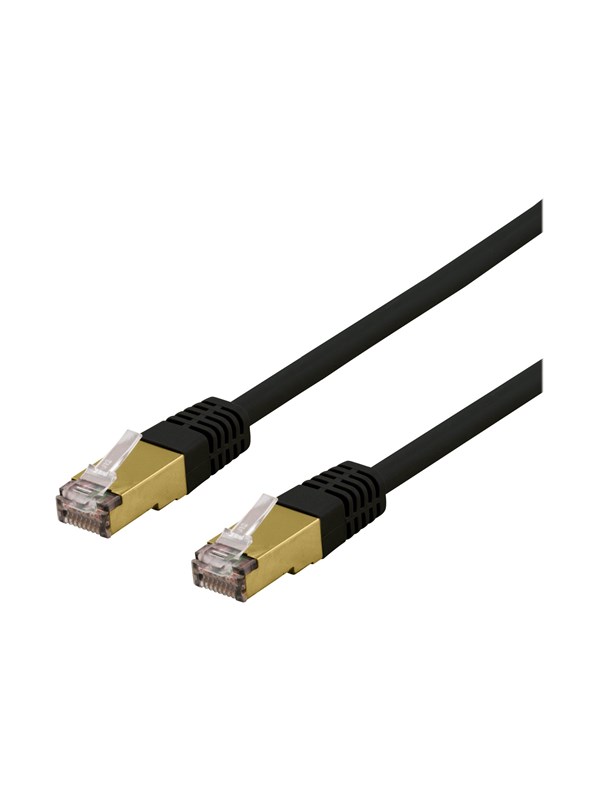 DELTACO S/FTP Cat6a laitekaapeli, Delta-sert., LSZH, 1m, musta