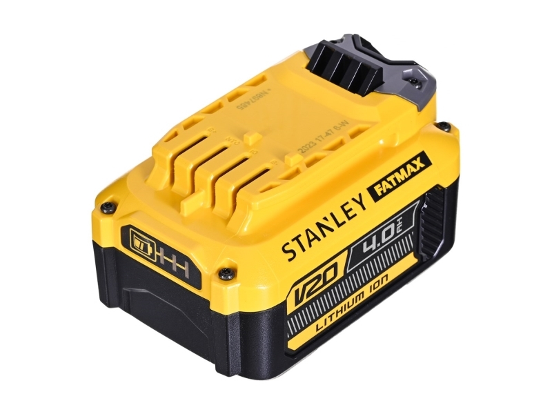 Stanley SFMCB204-XJ, Akku, 4 ah, 18 V, Pora, Sähkömonitoimityökalu, Hiomakone, Built for STANLEY FATMAX V20 18V power tools such as drills, drivers, sanders, nail guns, angle..., Musta, Keltainen