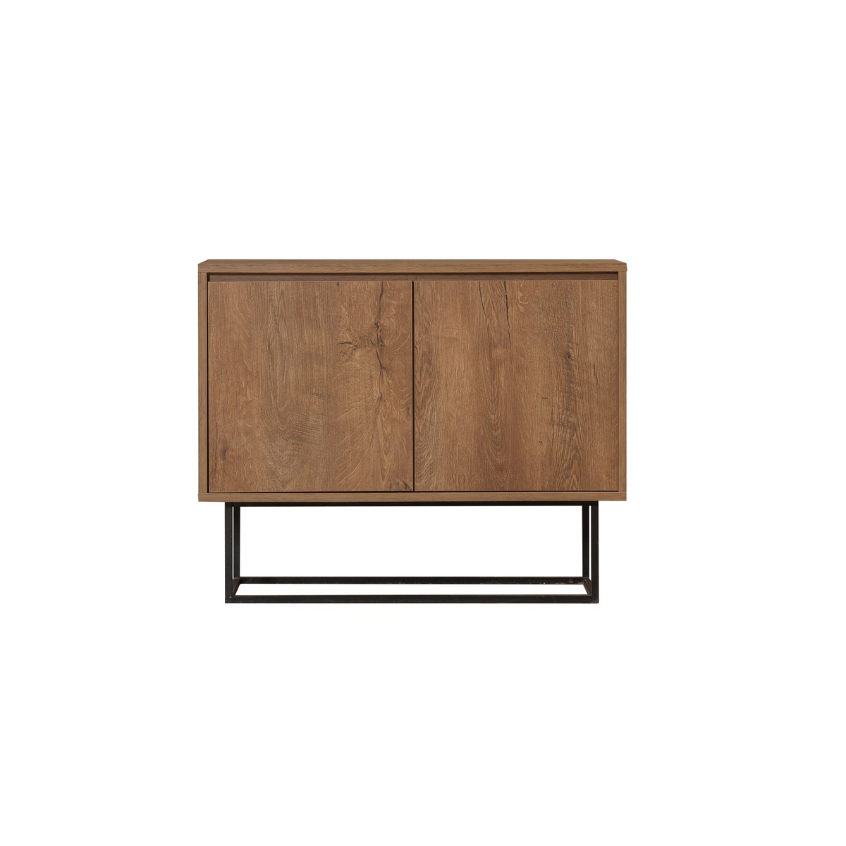 Norda Design Moderni pähkinä- ja musta konsolipöytä, 90 x 72 x 36 cm, 100 % melamiinipäällysteinen, metallijalat, seinäkiinnitettävä