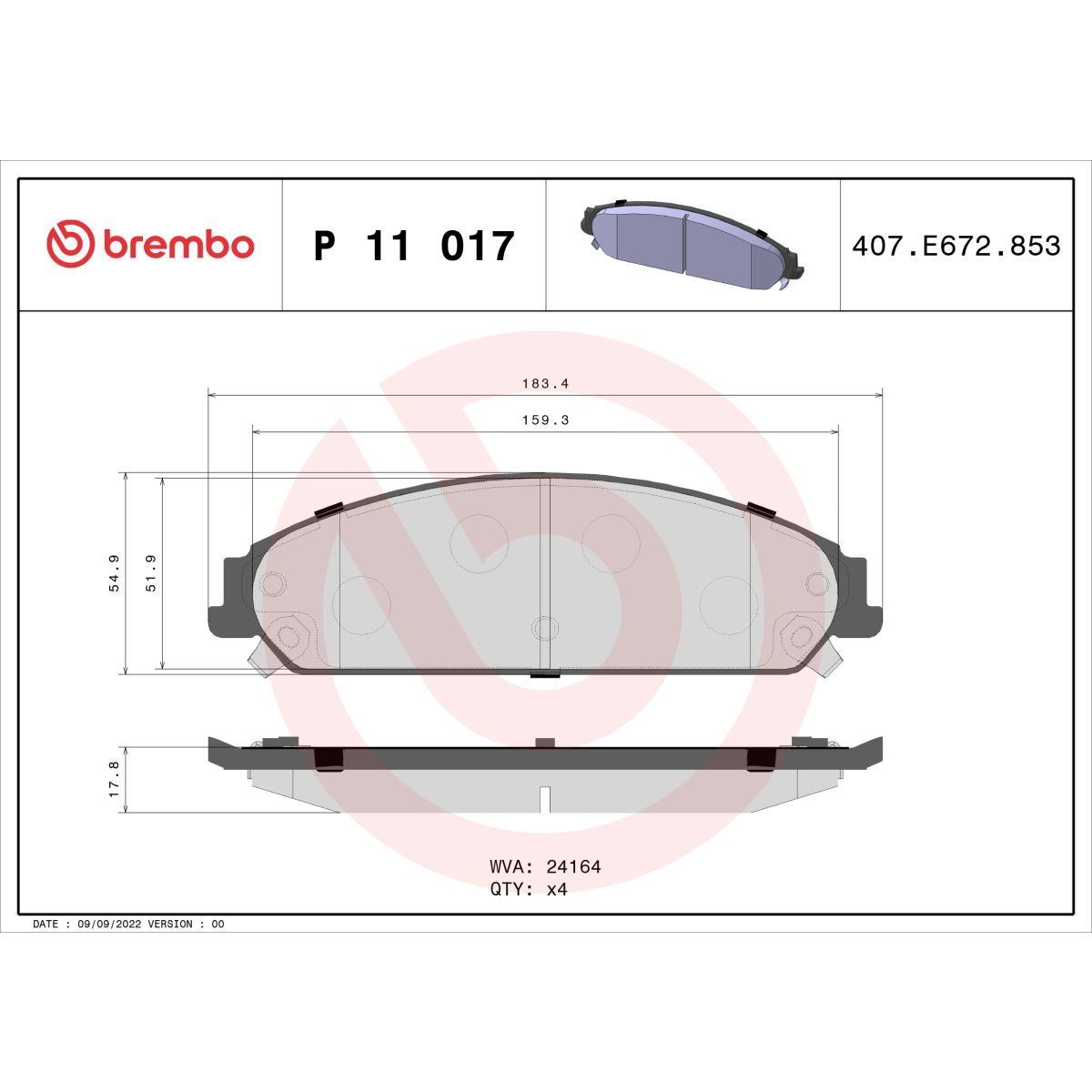 Jarrupalat, levyjarru BREMBO P 11 017