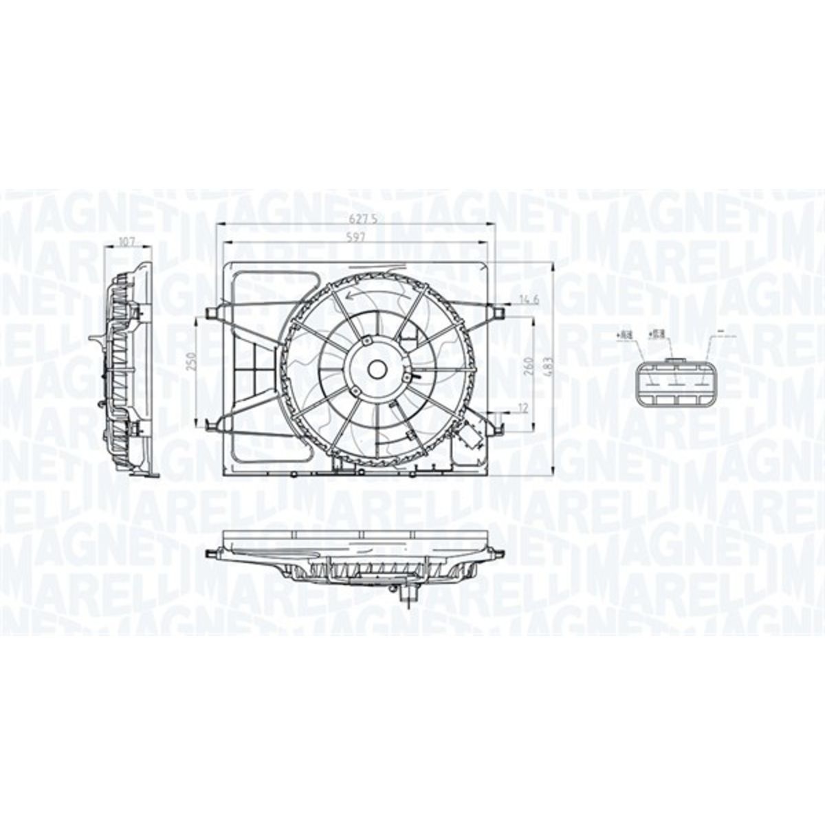 Jäähdyttimen tuuletin MAGNETI MARELLI 069422796010