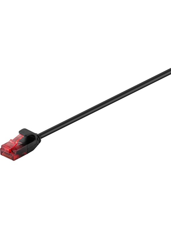 Goobay CAT 6 smal patchkabel, U/UTP, svart kopparledare (CU)