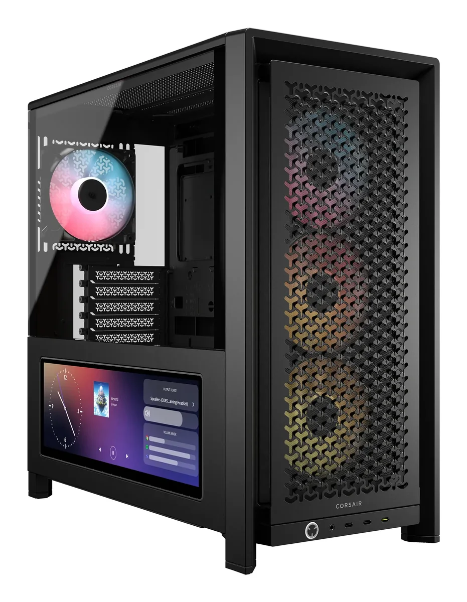 CORSAIR FRAME 4000D LCD RS ARGB -miditornikotelo ikkunalla ja RGB-valaistuksella, musta