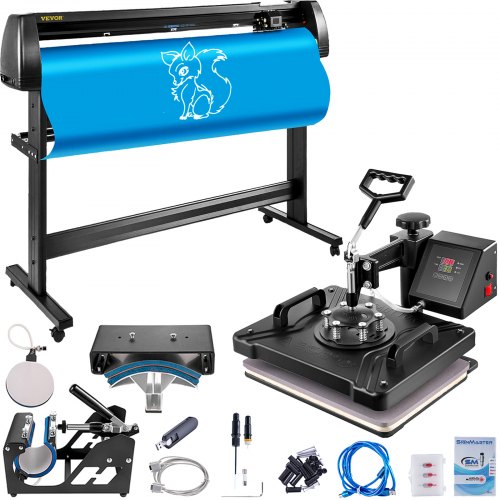 VEVOR 5 in 1 Digital 15"x12" Heat Press&53" Vinyl Cutter w/ Signmaster Software