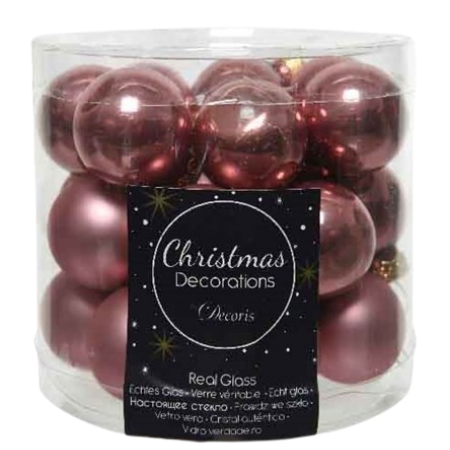 Decoris Mini joulupallot Lasi Pinkki - 24 kpl