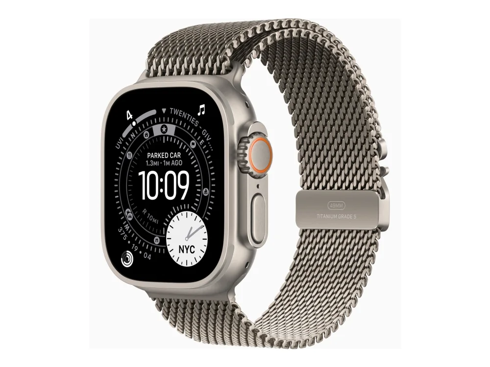 Apple Watch Ultra 3 GPS + Cellular 49mm Natural Titanium Case with Natural Titanium Milanese Loop - Large