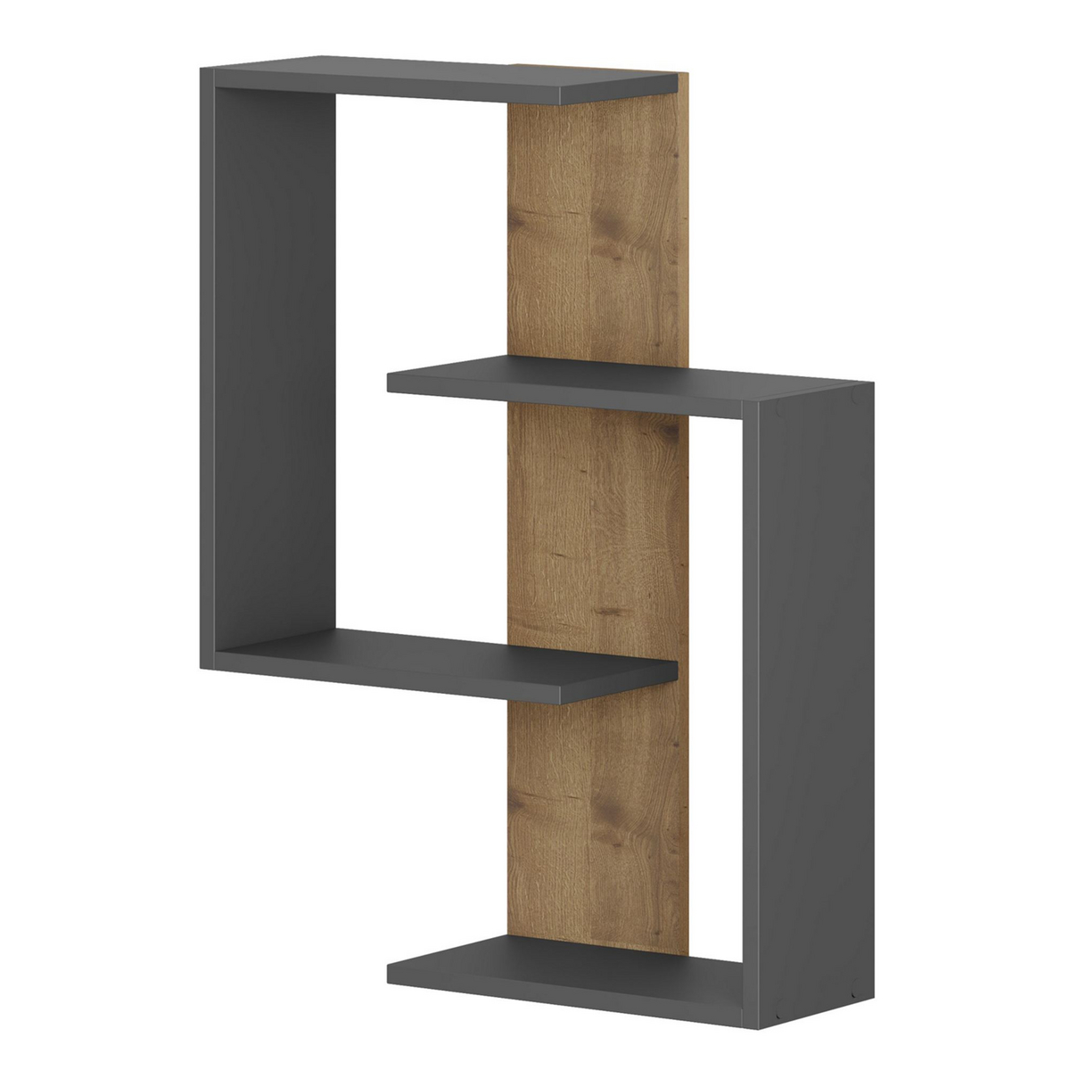 Norda Design Moderni seinähylly, antrasiitti ja tammi, 64 x 85 x 22 cm | 100 % melamiinipinnoitettu, 18 mm paksu | Tyylikäs ja toiminnallinen