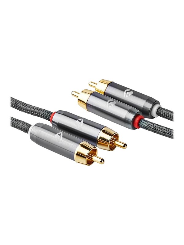 Nedis Stereoäänikaapeli | 2x RCA uros | 2x RCA uros | Kullattu | 2.00 m | Pyöreä | Gun Metal Harmaa / Harmaa | Laatikko kannella ja ikkunalla