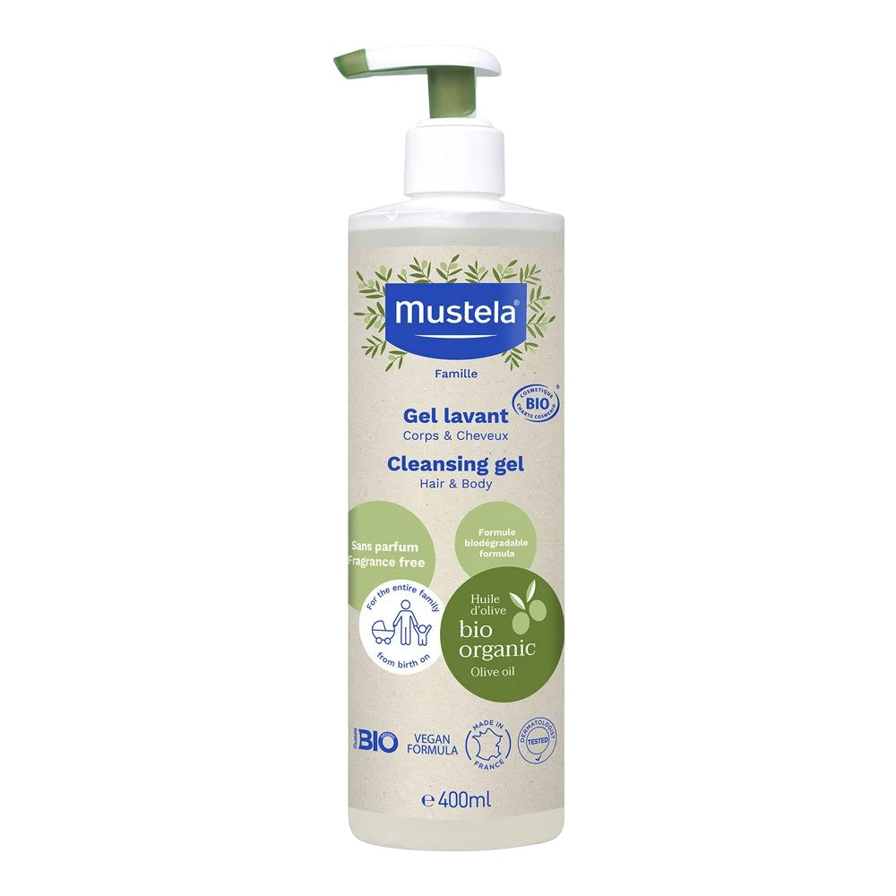 Mustela BIO puhdistusgeeli vartalolle ja hiuksille vauvoille 400 ml