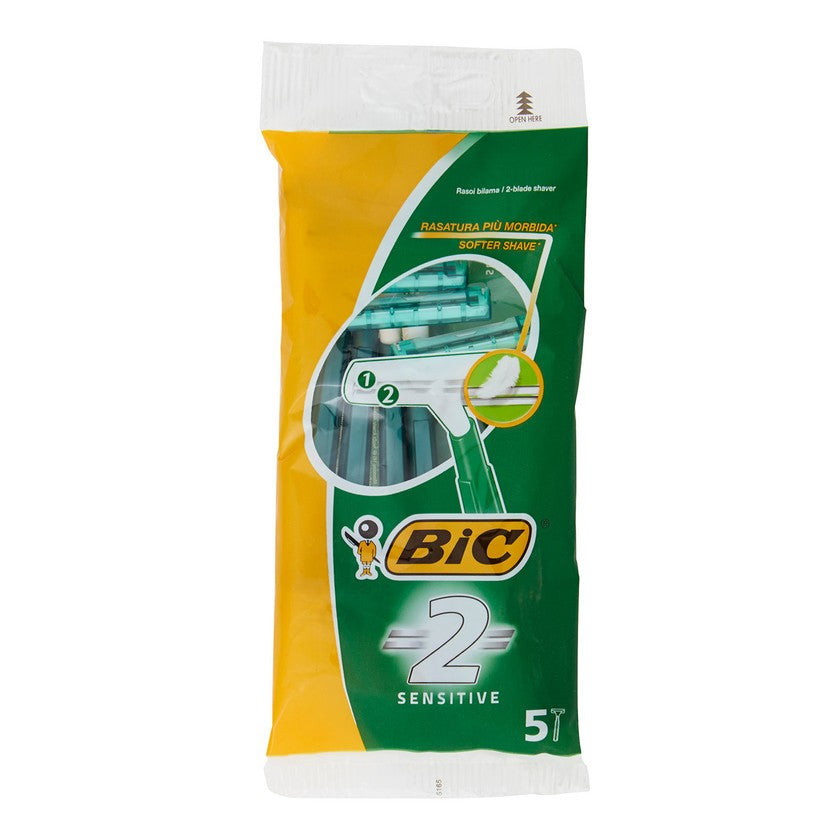 Bic Kertakäyttöinen partaterä Sensitive 2 terää 1 pakkaus, jossa 5 terää