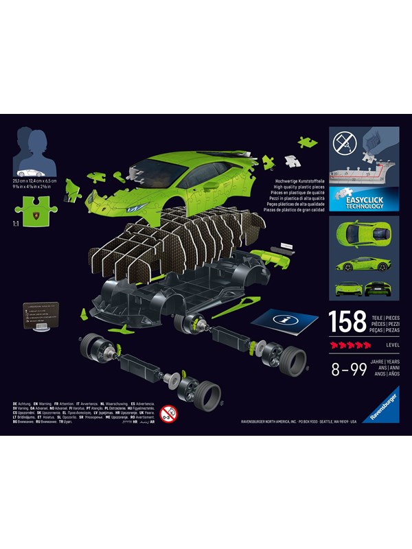 Ravensburger Lamborghini Huracan 3D Puzzle, 108pc 3D Palapeli