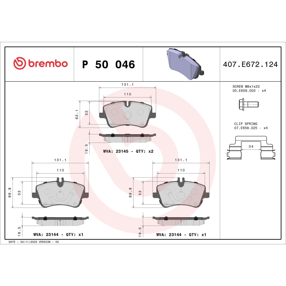 Jarrupalat, levyjarru BREMBO P 50 046