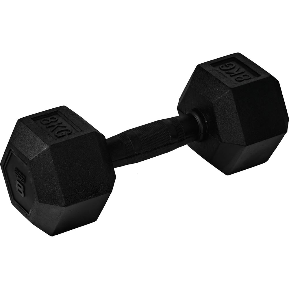 Master Fitness Nero Rubber Coated Hex, Hex hantlar - 8 kg