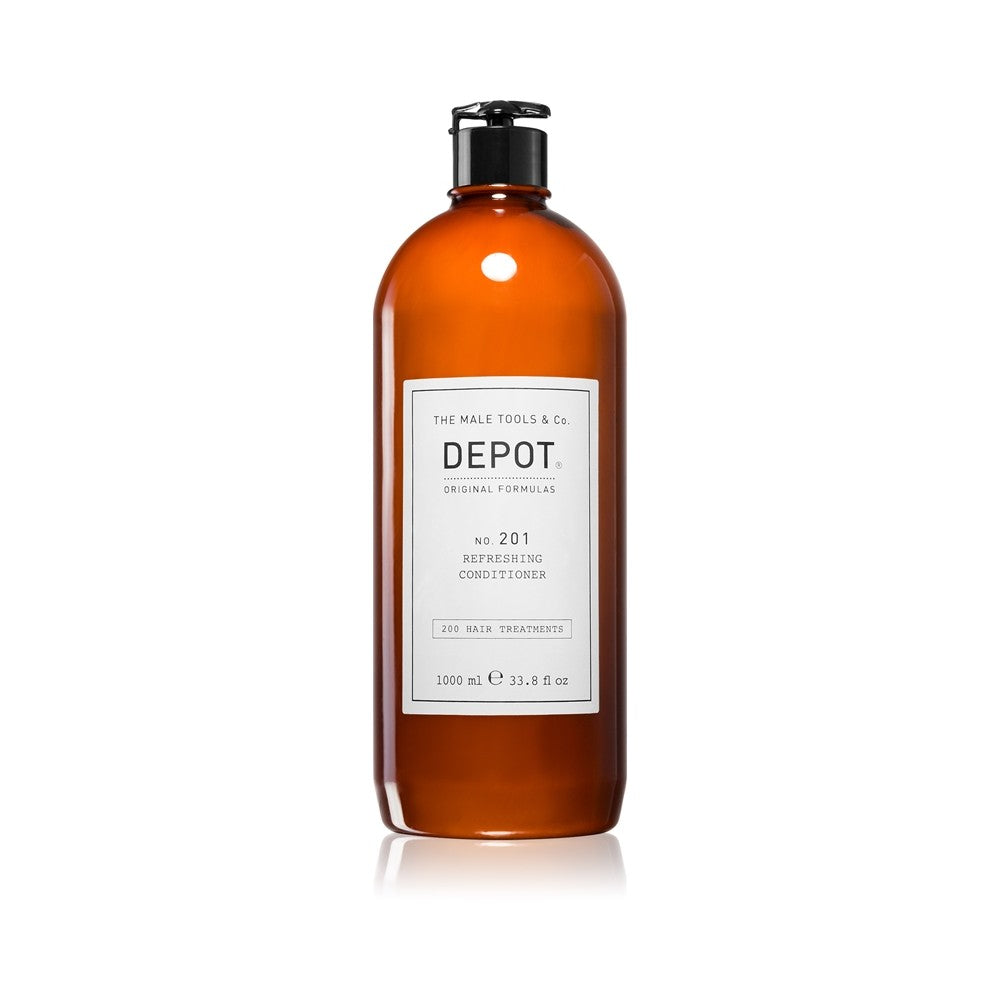 Depot No. 201 virkistävä kosteuttava hoitoaine kiiltäville ja pehmeille hiuksille 1000 ml