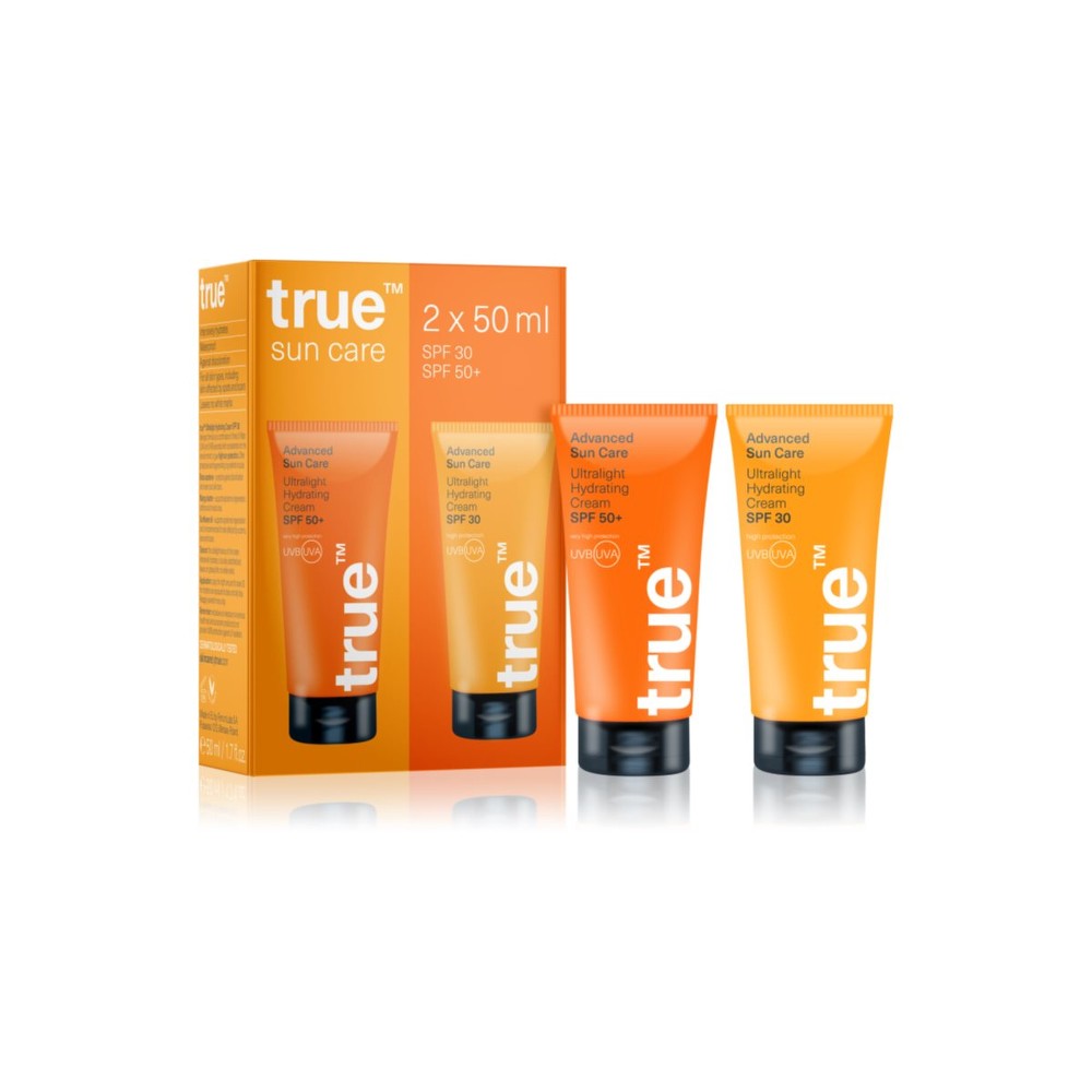 true men skin care Auringonhoitosetti kahdesta lahjarasiasta suojaava kosteuttava voide SPF 30 50 ml + kosteuttava silmänympärysvoide SPF 50+ 50 ml