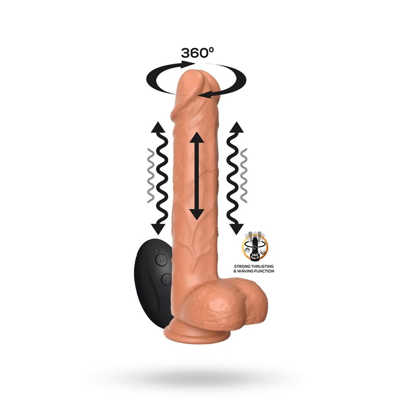 Flavius Dildo With Thrusting, Waving & Vibration 23 cm Värisevä dildo