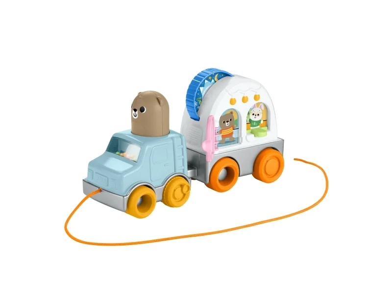 Fisher-Price Friendship Forest Pull-Along Camper -ajoneuvo, vauvojen ja pikkulasten puuhalelu, 1 vuosi/vuosia, Tuottaa ääntä, Muovi, Monivärinen