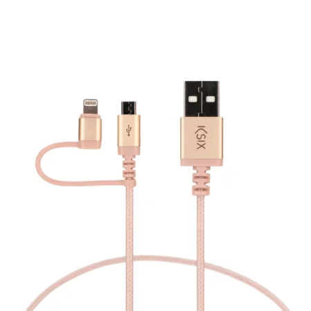 KSIX USB-A ja Lightning + Micro-USB - 1m