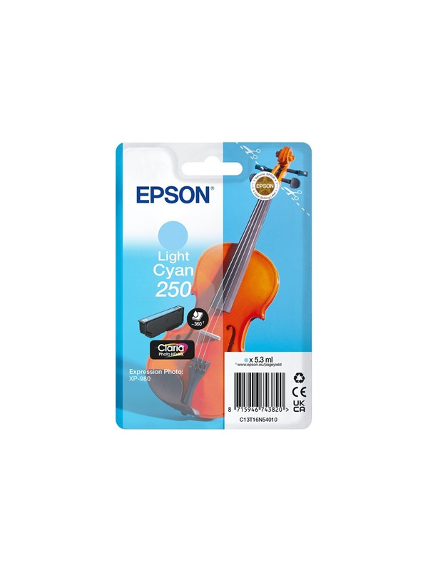 Epson 250 -mustekasetti, 5.3 ml, vaaleansyaani