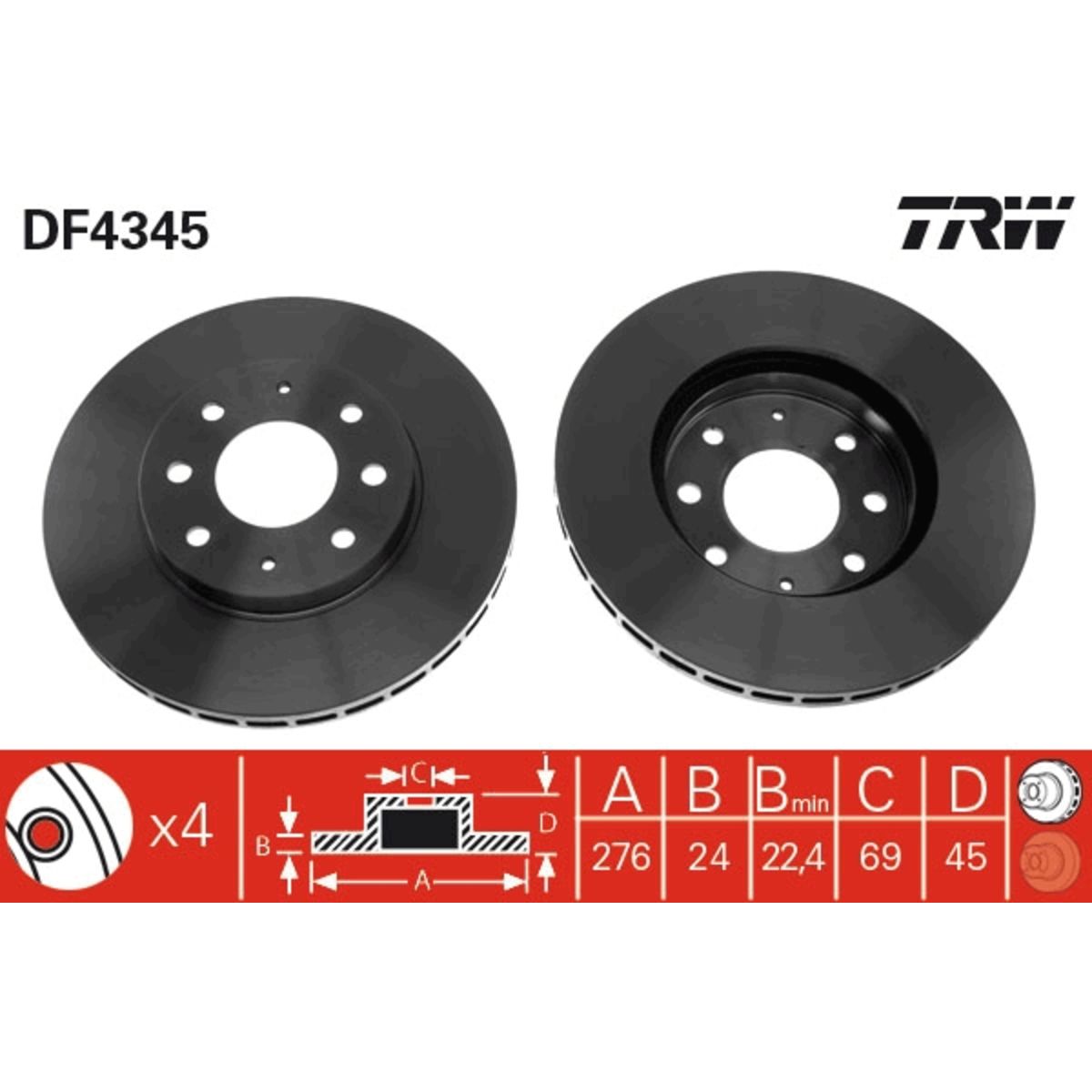 Jarrulevy TRW DF4345