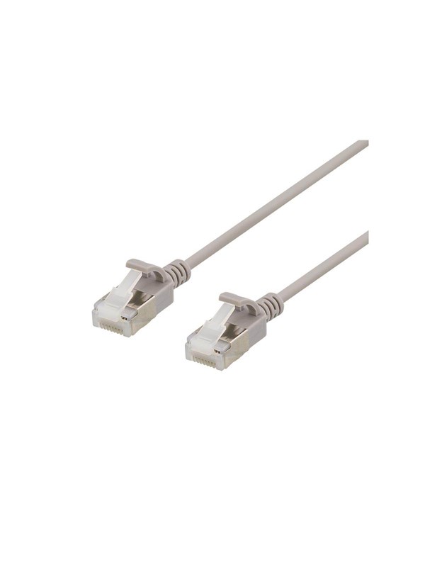 DELTACO U/FTP Cat6a -laitekaapeli, ohut, läpimitta 3,8mm, 2m, harmaa